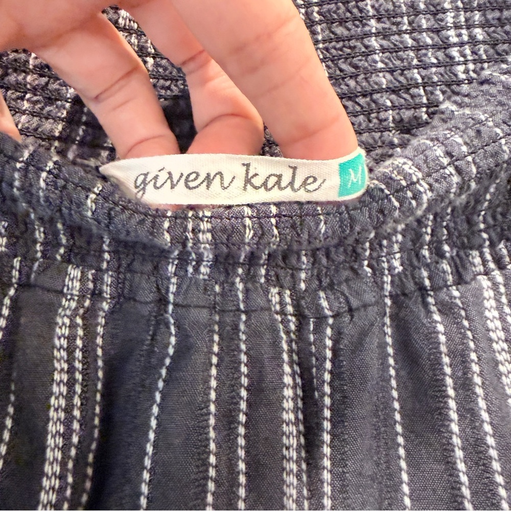 Given Kale Striped Wide Leg Pants M Smocked Waist Boho Coastal Grandmacore - Picture 11 of 11